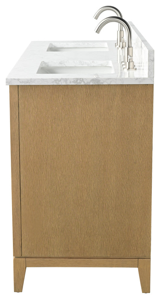 Vanity Art Bathroom Vanity With Sink, Natural Oak, 60" Double