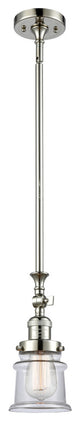 Small Canton 1-Light Mini Pendant, Polished Nickel, Clear