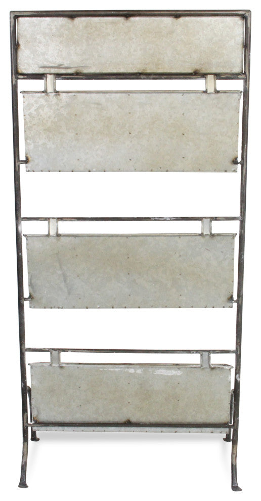 Galvanized 3 Tier Storage With 12 Compartments And Chalkboard