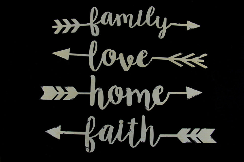 Shabby Chic Family Love Home and Faith 4 Piece Wall Arrow Set