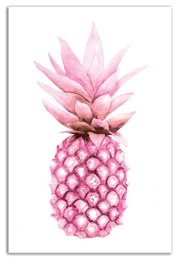 Watercolor Pink Pineapple 24x36 Canvas Wall Art