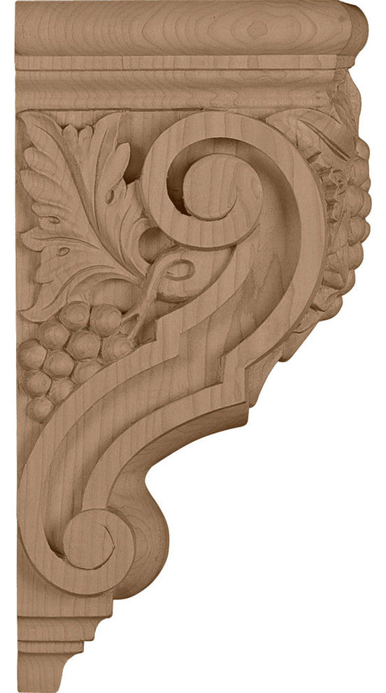 4 7/8"W x 5 1/2"D x 10 7/8"H Medium Grape Bunches Corbel, Alder