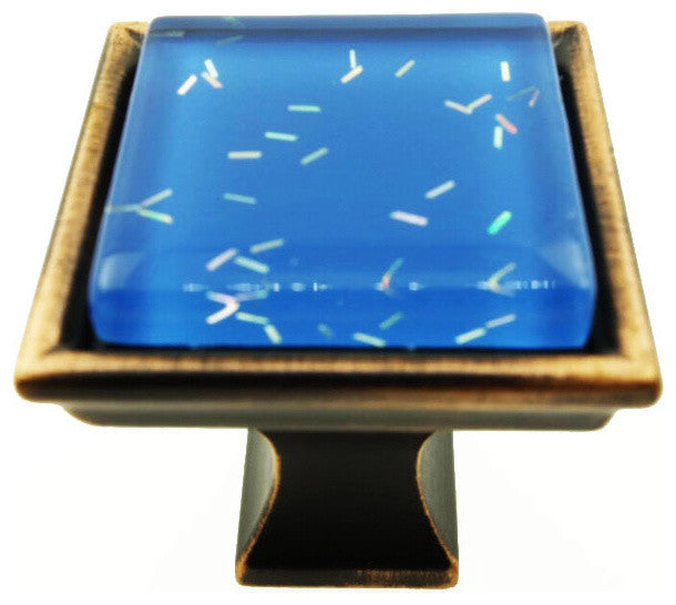 Blue Iridescent Comet Crystal Glass Oil Rubbed Bronze Madison Classic Knob