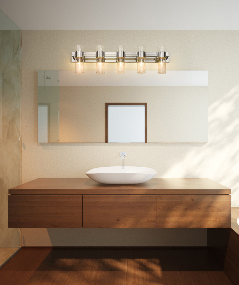 Zlite 343-5V-PN 5-Light Vanity, Clear