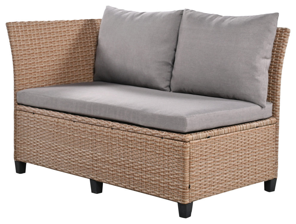 5-Piece Outdoor Wicker Patio Sofa Set, Brown