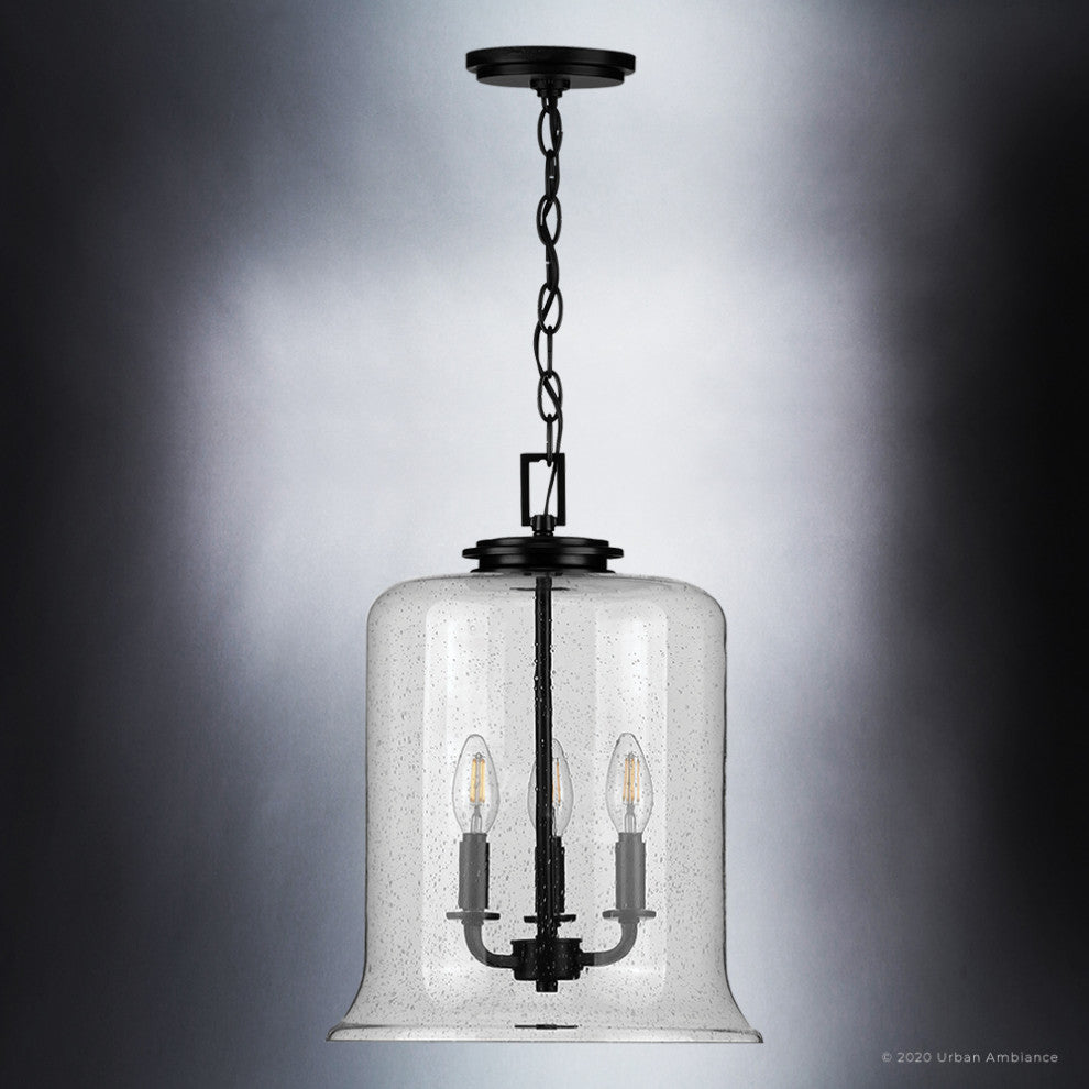 Luxury French Country Pendant Light, Midnight Black, UHP3821