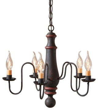Medium Norfolk Chandelier, Hartford Black With Red Stripe