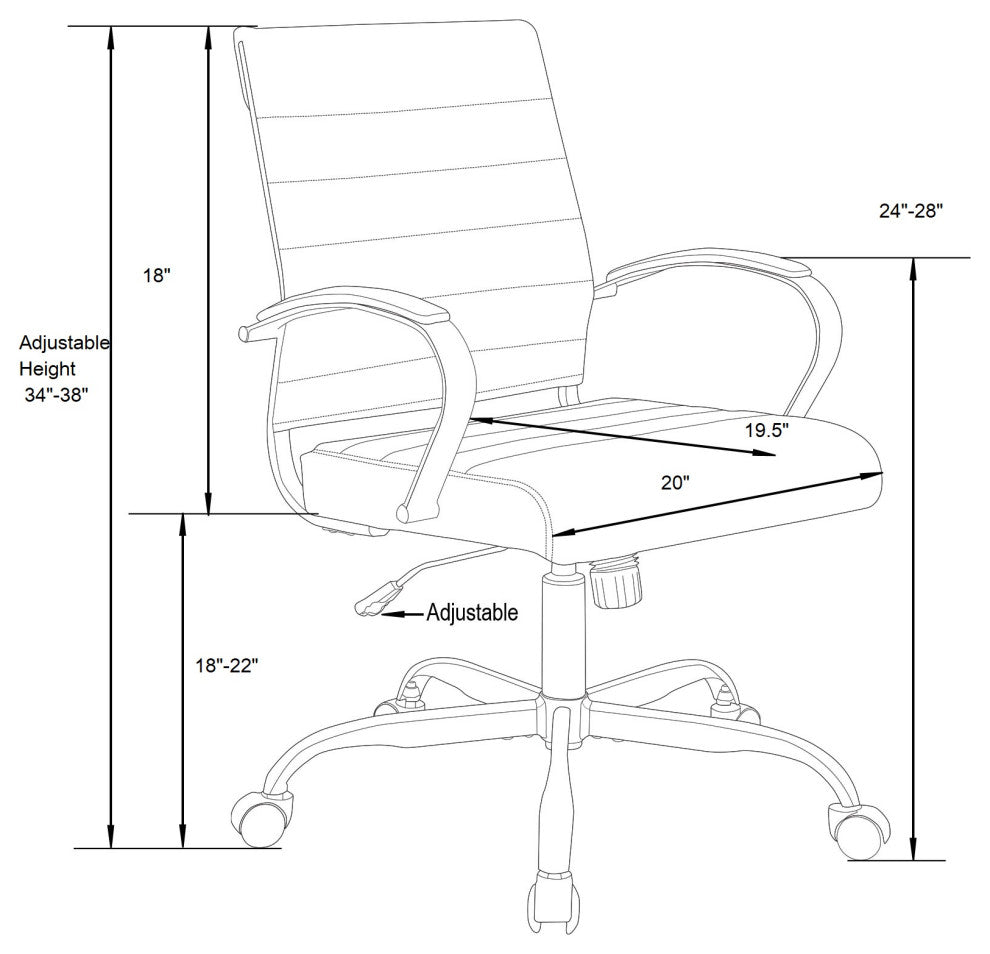 LeisureMod Benmar Home Leather Office Chair With Gold Frame