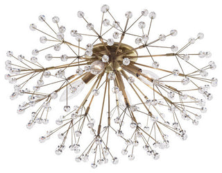 Dunkirk, 4 Light Wall Sconce/Flush Mount, Aged Brass Finish, Crystals