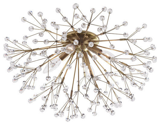 Dunkirk, 4 Light Wall Sconce/Flush Mount, Aged Brass Finish, Crystals