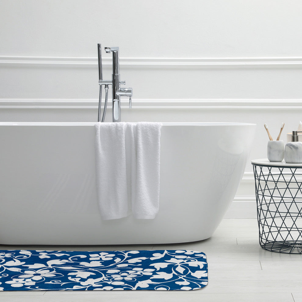 34" x 21" Evelyn Bathmat, Dark Cobalt Blue