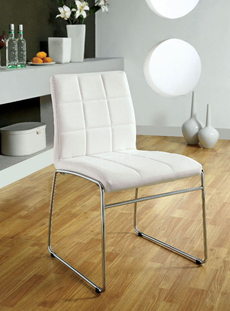 Set of 2 Leatherette Upholstered Side Chair, White