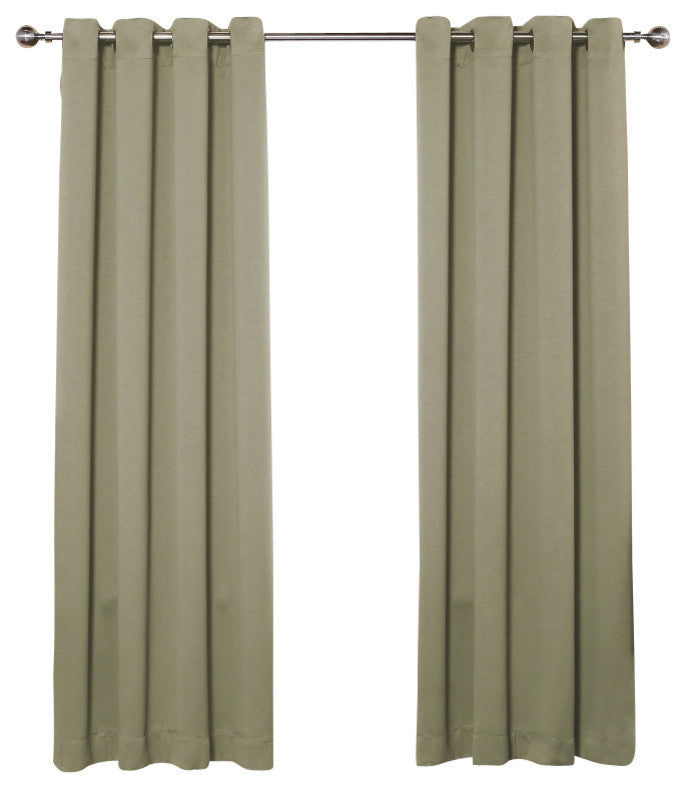 Solid Grommet Top Thermal Insulated Blackout Curtains, Olive, 72"