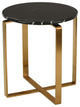 Rosa Marble and Stainless Steel Side Table, Black/Gold