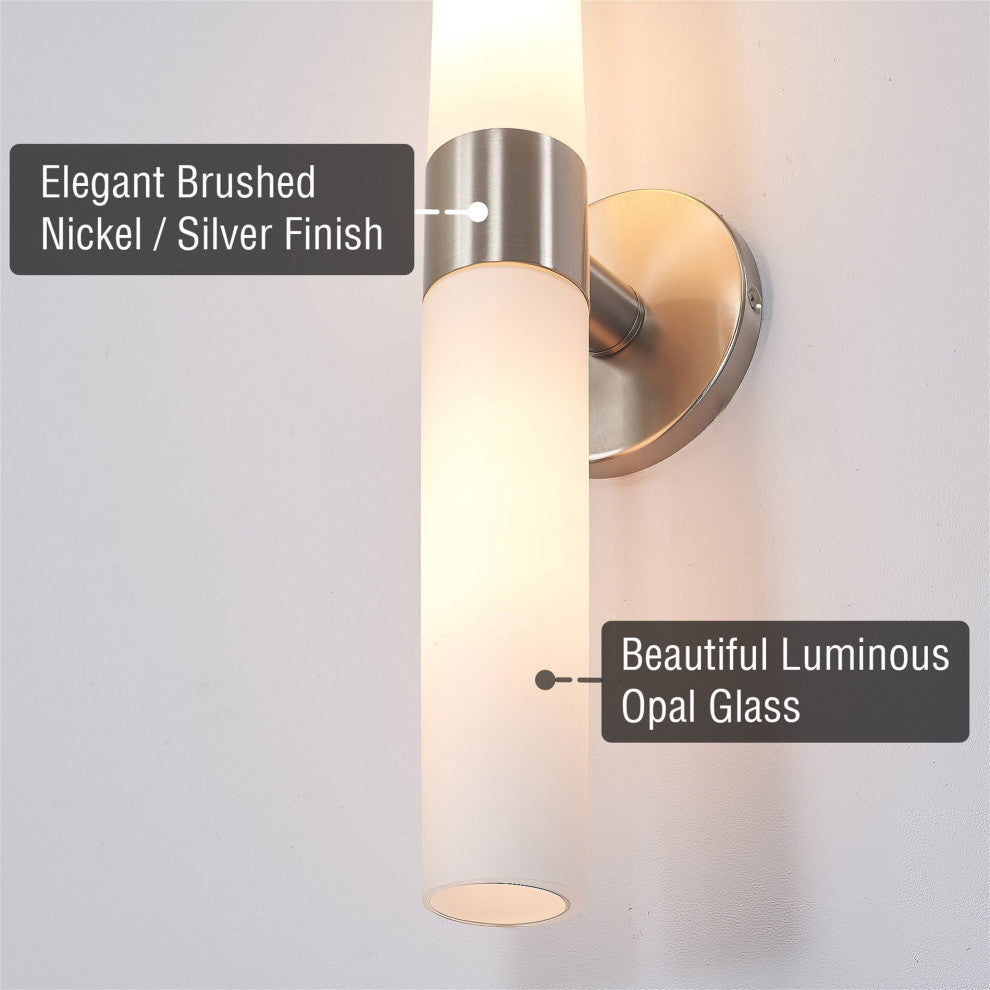 Kira Home Duo 21" Wall Sconce, Frosted Opal Glass Shades for Bathroom/