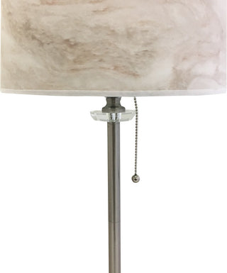 28" Crystal Buffet Lamp With White Marble Texture Shade, Brushed Nickel, Single
