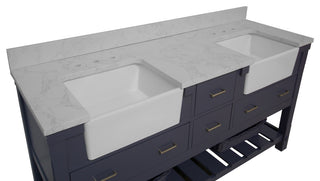Charlotte 72" Bathroom Vanity, Marine Gray, Engineered Carrara