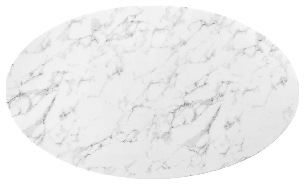 Lippa 60" Oval Artificial Marble Dining Table Black White