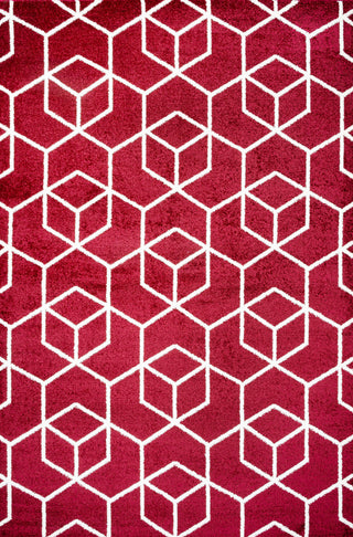 Tumbling Blocks Modern Geometric Red/White 8'x10' Area Rug