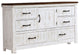Benzara BM245813 Dresser, Plank Design 6 Drawers/Contrasting Top, White/Brown