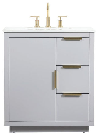 Bethany Single Bathroom Vanity, Gray, 30"