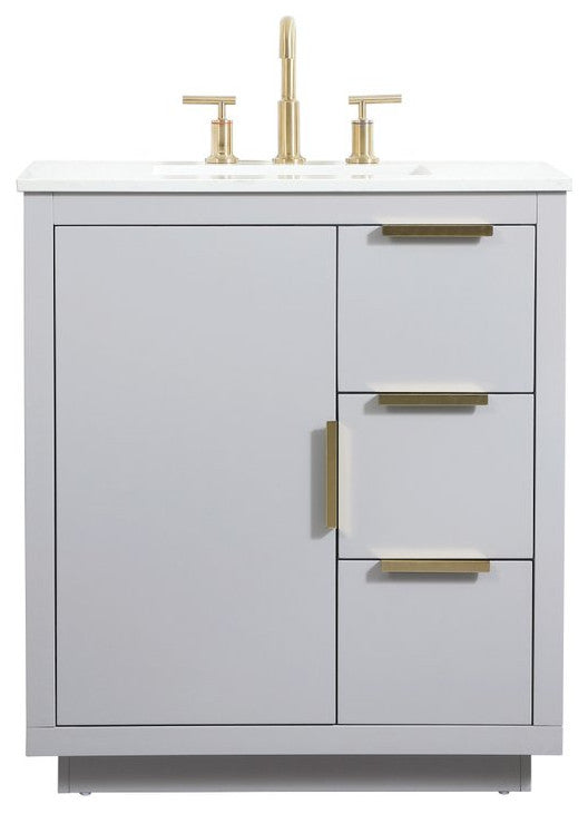 Bethany Single Bathroom Vanity, Gray, 30"