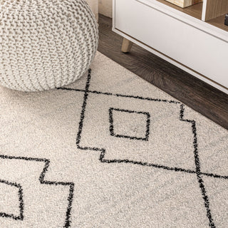 Alia Moroccan Beni Souk Area Rug, Cream/Black, 4 X 6