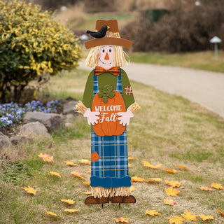48"H Fall Wooden Scarecrow Yard Stake