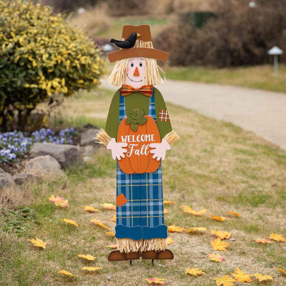 48"H Fall Wooden Scarecrow Yard Stake