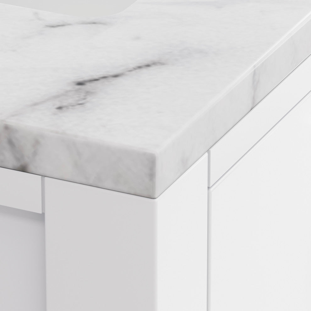 Madison Pure White Bathroom Vanity, 30", No Mirror, One Faucet