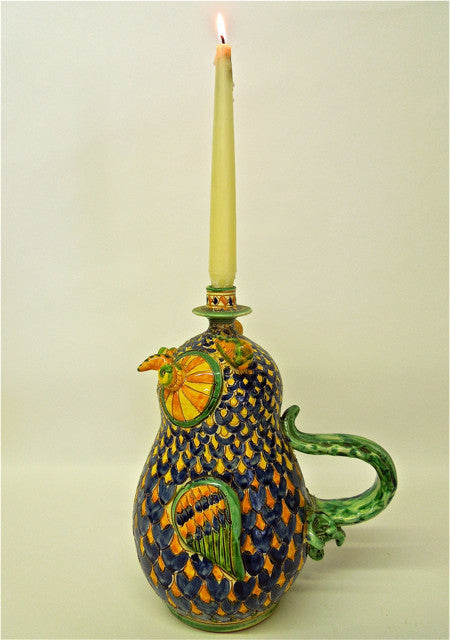 Puglia Ceramiche Monteforte 11" Owl Candlestick