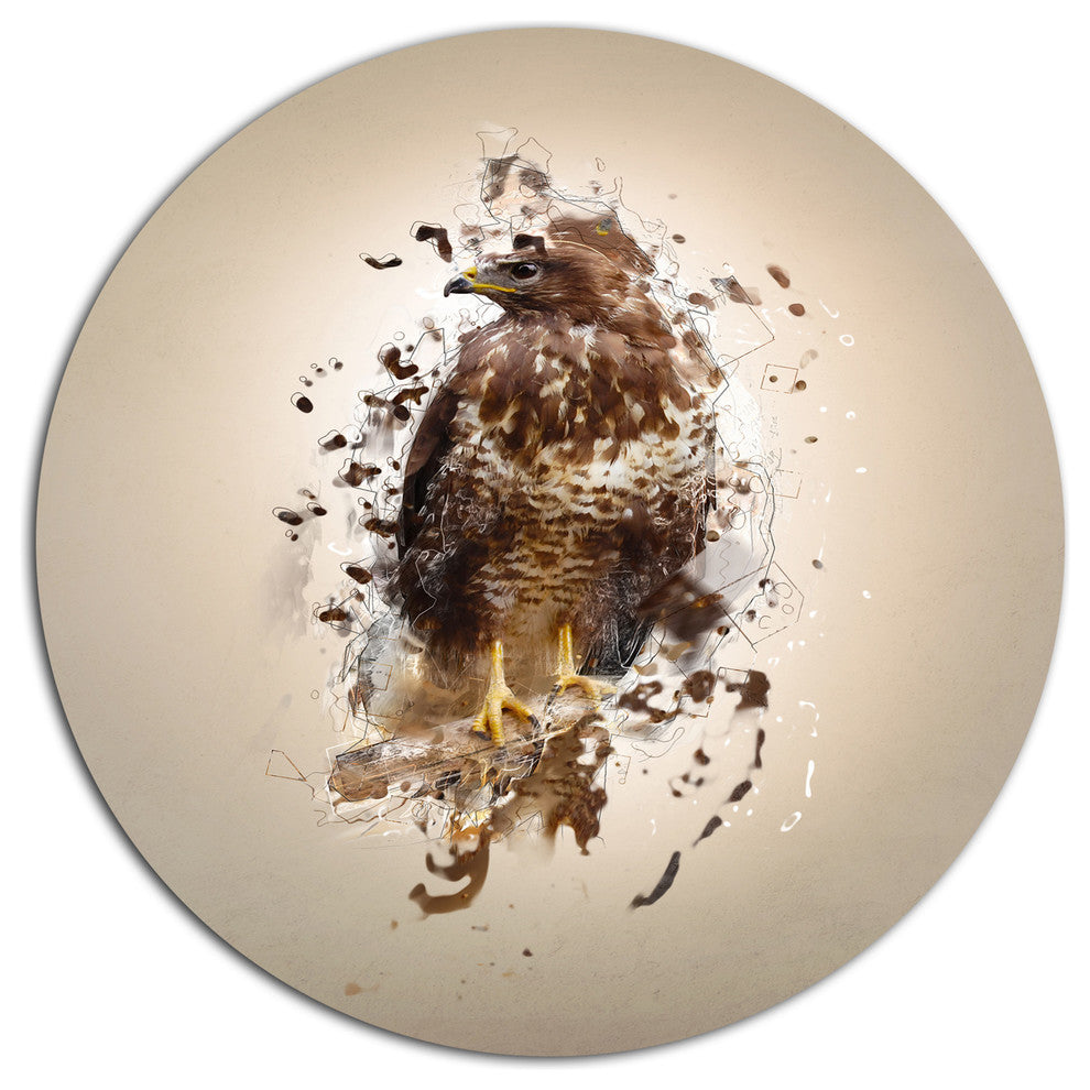 Abstract Falcon On Branch, Animal Round Wall Art, 36"