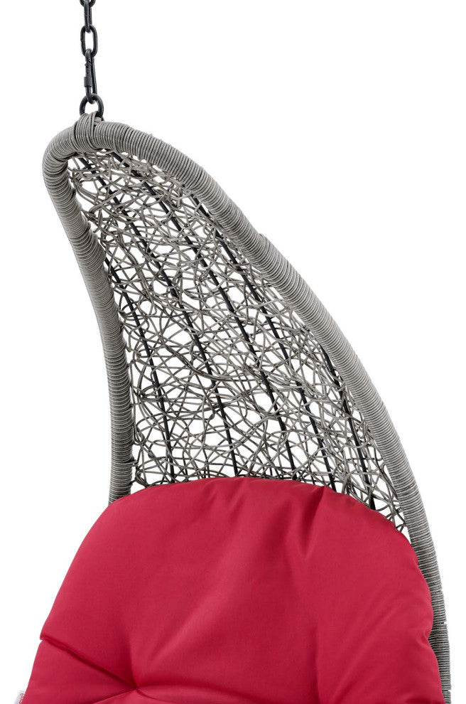 Swing Lounge Chair, Gray Red, Outdoor Patio Balcony Cafe Bistro Garden