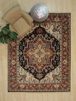 EORC Navy Hand Knotted Wool Heriz Weave Rug, 2'6x8'