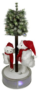 Animated and Musical LED Ice Skating Polar Bears With Flocked Tree Decor, 4''
