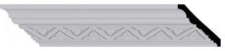 3"Hx3"Px4 1/8"Fx96 1/8"L, 2 3/8" Repeat, Bradley Crown Moulding