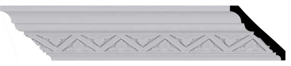3"Hx3"Px4 1/8"Fx96 1/8"L, 2 3/8" Repeat, Bradley Crown Moulding