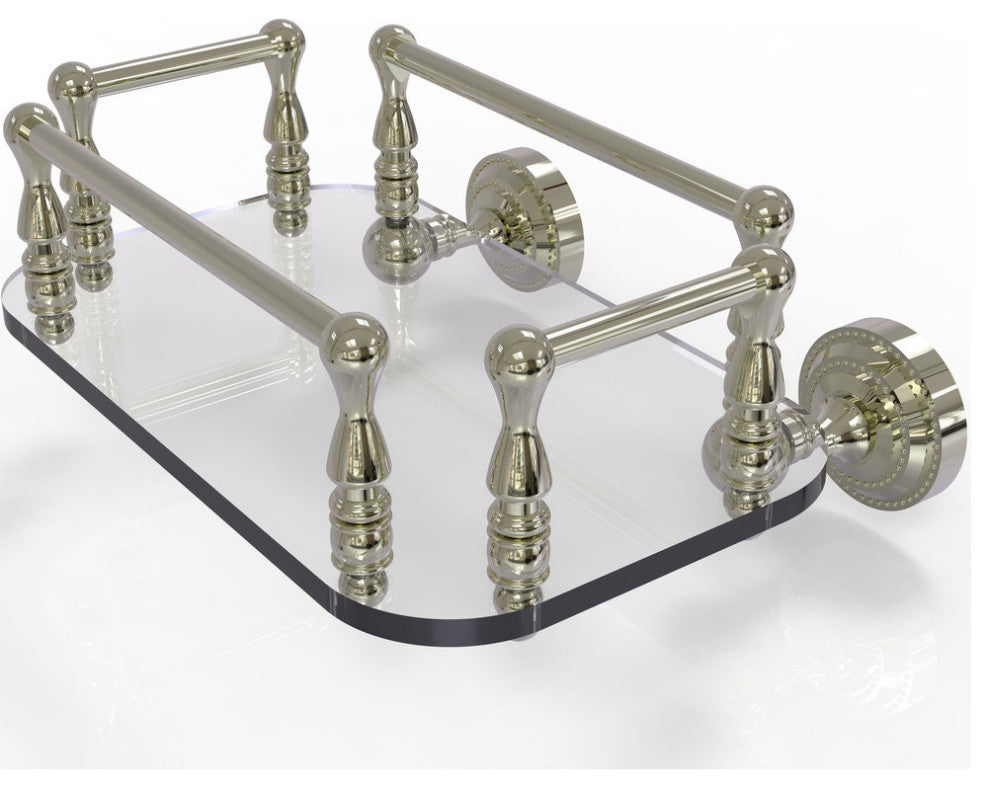 Dottingham Wall Mounted Glass Guest Towel Tray, Polished Nickel