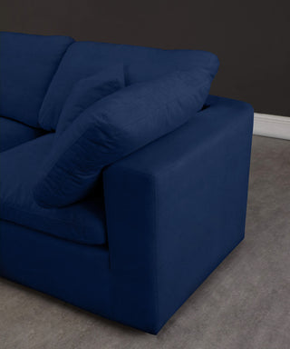 Cozy Velvet Upholstered Comfort Modular Armless Sofa, Navy