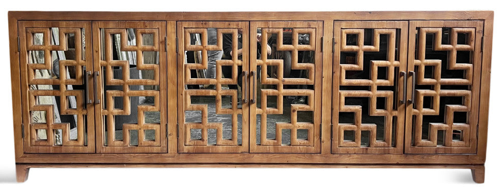 Chestnut Lattice Mirrored Sideboard