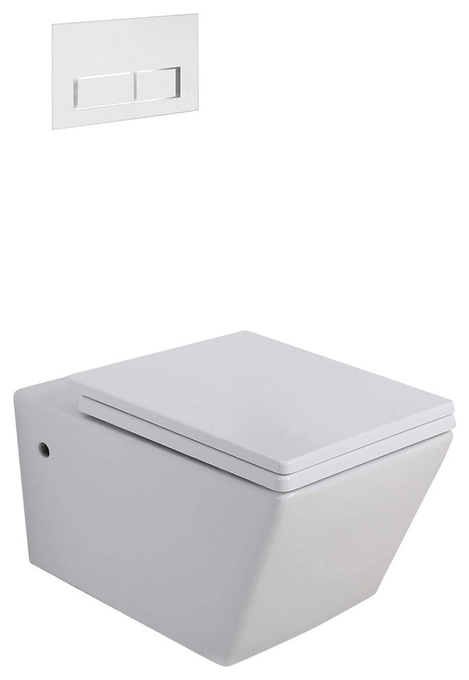 In-Wall Toilet Set, 2"x6" Carrier and Tank, White Rectangular Actuators