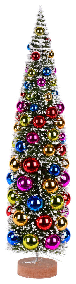 24" Frosted Green Tree With Multi Balls