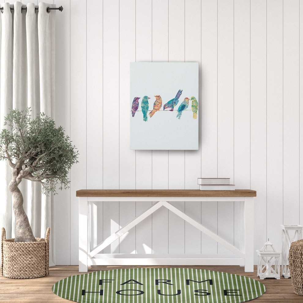 Farmhouse Ticking Farmhouse Chenille Area Rug, Light Olive Green, 5' Round