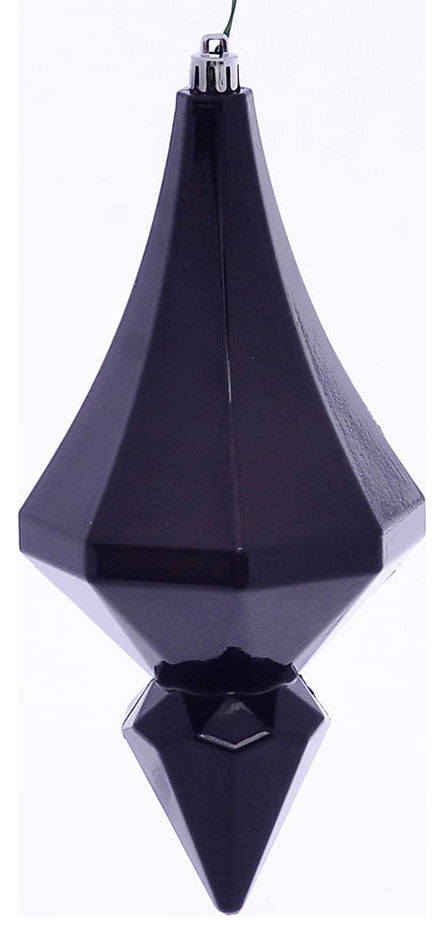Vickerman Mc191017D 8" Black Candy Finish Diamond Finial Ornament, Pack of 2
