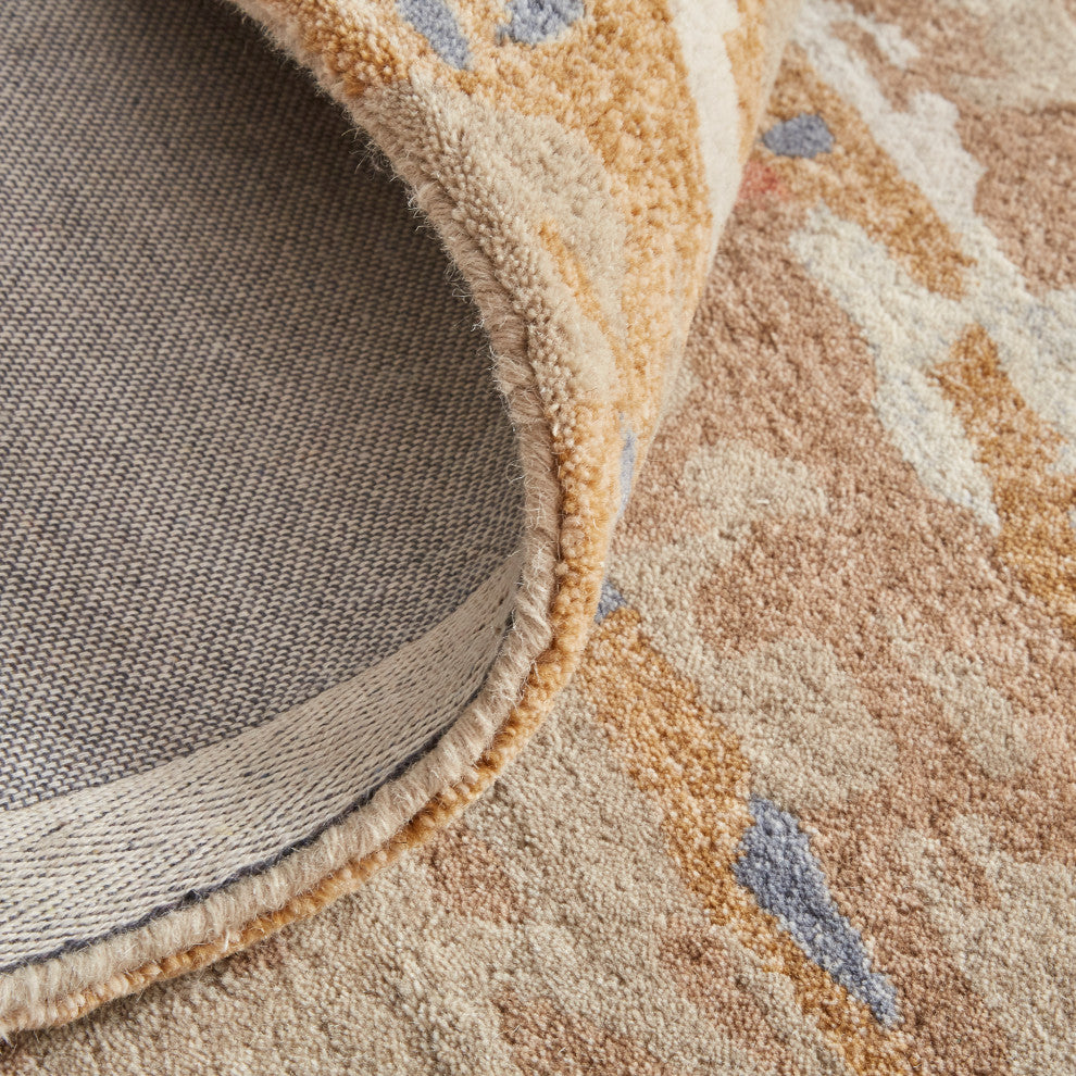Weave & Wander Everley Wool Rug, Warm Beige/Blue, Rug, Beige, 9'x12'