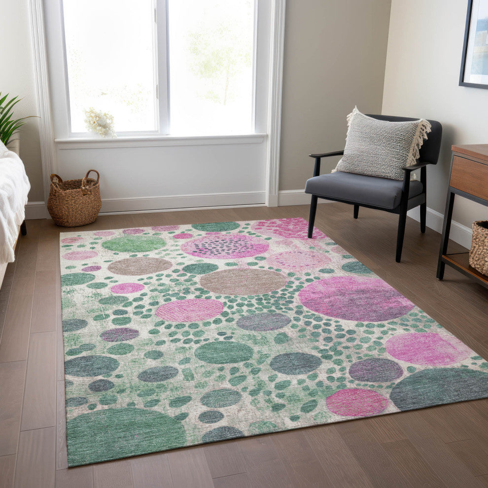 Machine Washable Indoor/Outdoor Chantille ACN1895 Green 10' x 14' Rug