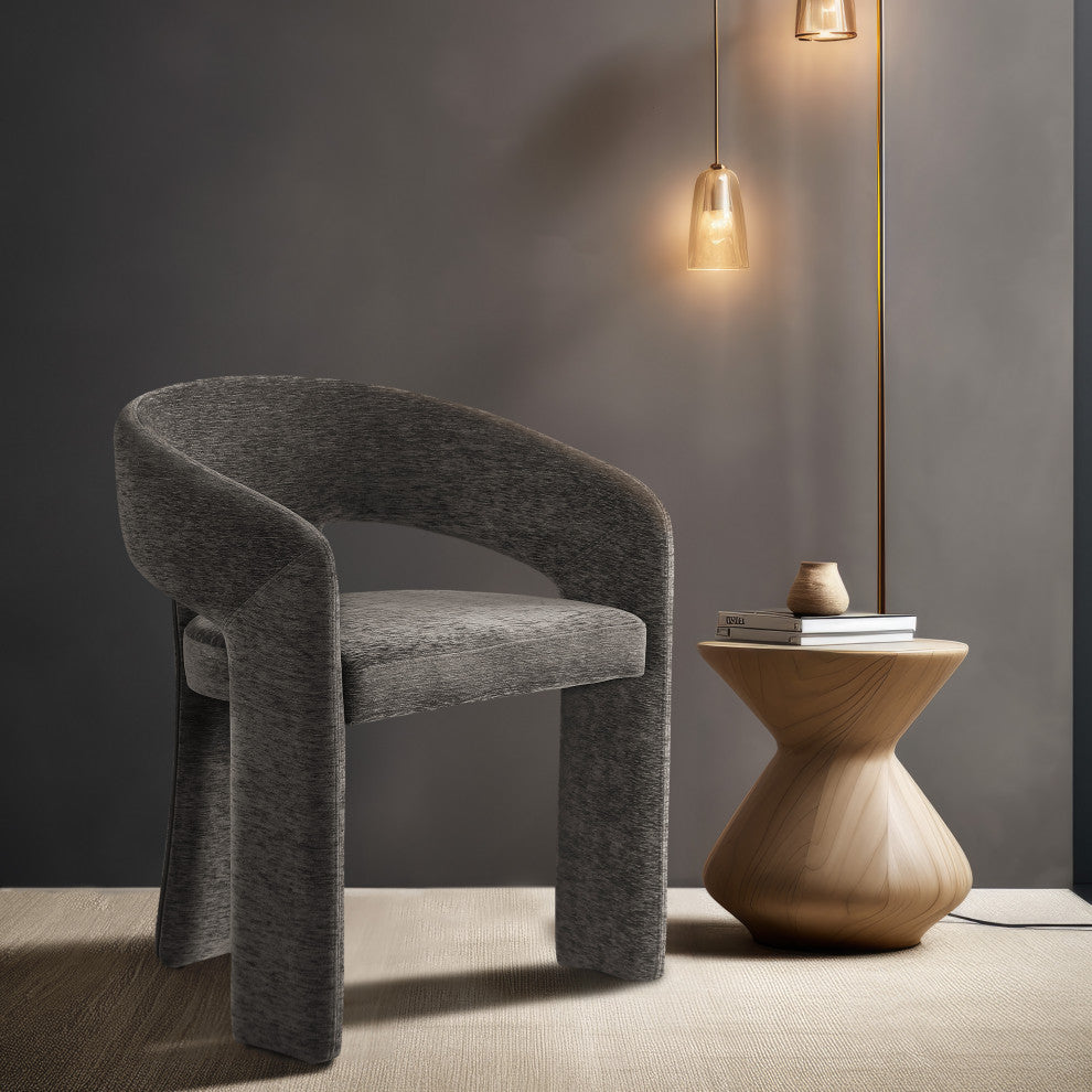 Rendition Plush Fabric Upholstered Dining Chair, Grey