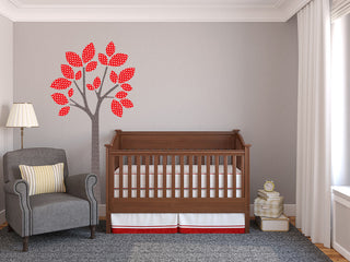 Modern Tree Fabric Wall Decals, Red