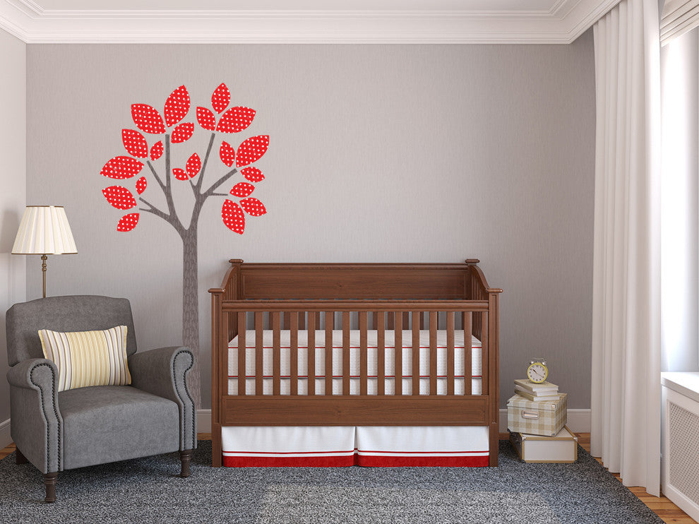 Modern Tree Fabric Wall Decals, Red