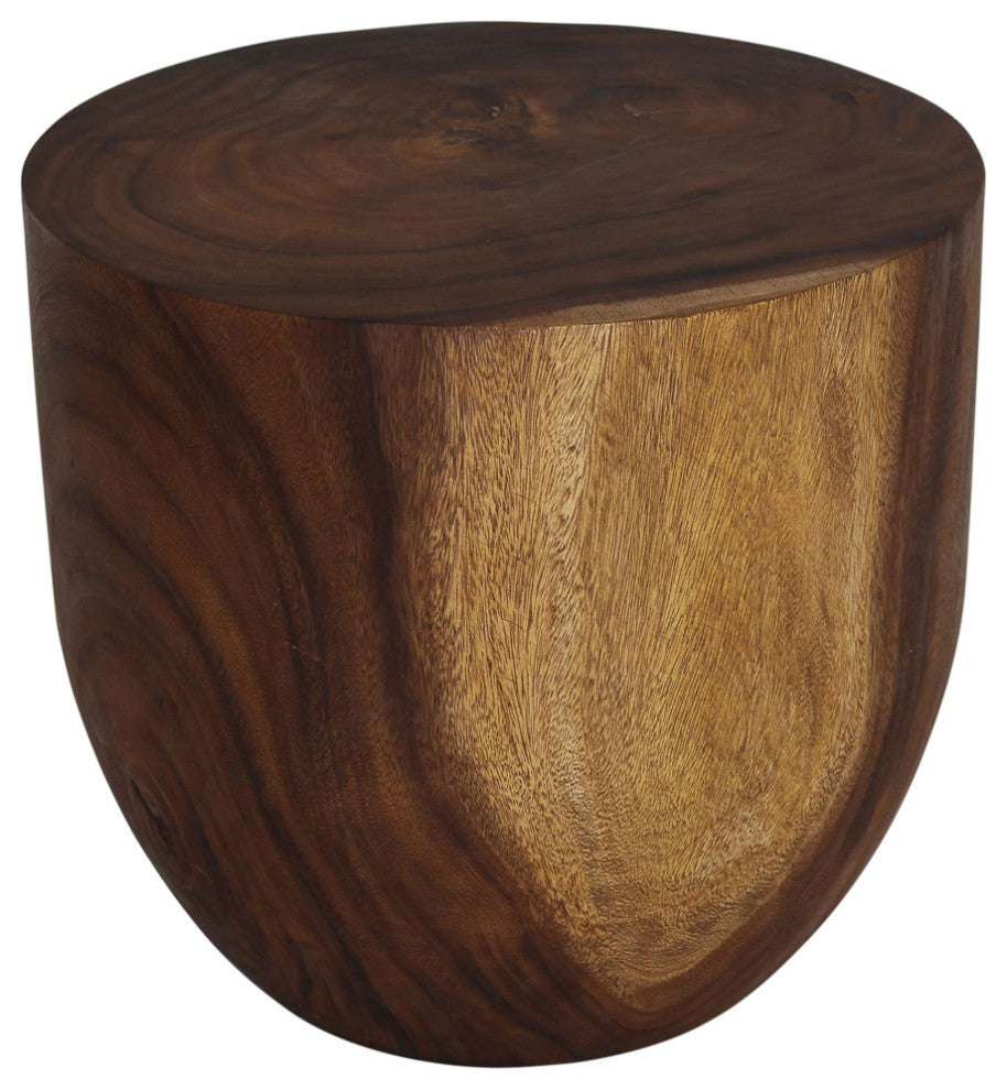 Haussmann Wood Oval Drum Table 20 in Diameter x 18 in High Walnut Oil